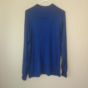 JHANE BARNES Men's lightweight long-sleeved blue sweater size 100% silk Pullover